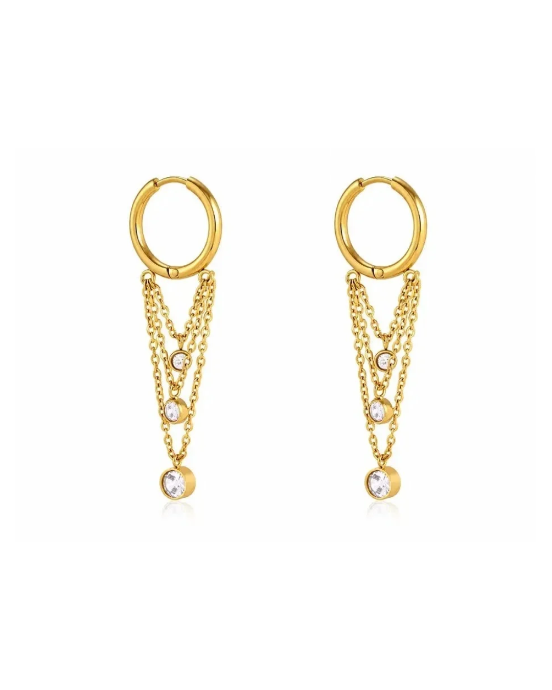 Laurel Cascade Chain Huggies