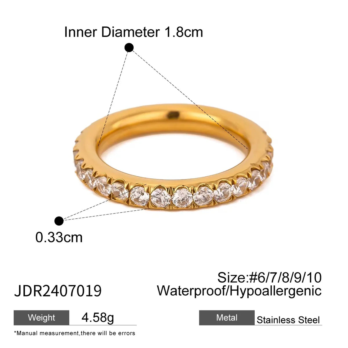 Eleanor slim gold pave eternity band, view 2