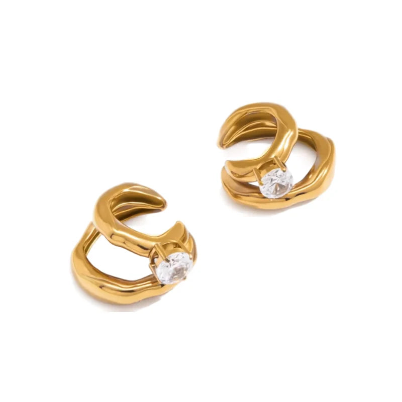 Chunky Studded Ear Cuff Earrings (Gold)