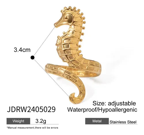 Marisol gold seahorse wrap ring, view 2