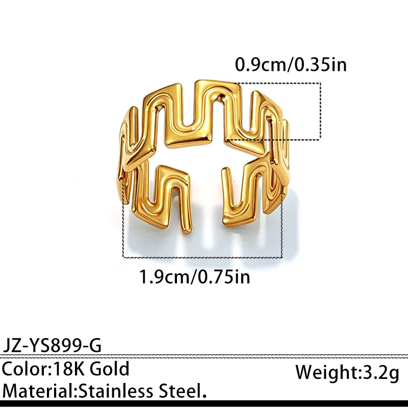 Ines wide gold Greek key pattern band ring