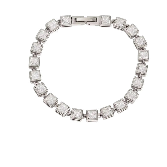 Vivacious Studded Tennis Bracelet (Silver)