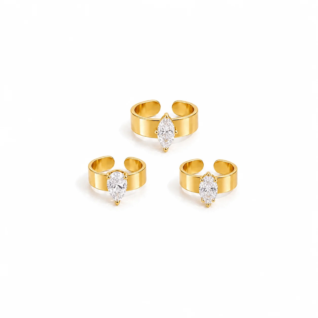 Facet Classic Ear Cuff Earrings (Marquise)