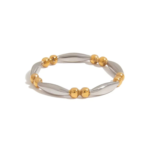 Pia two-tone gold and silver bead ring