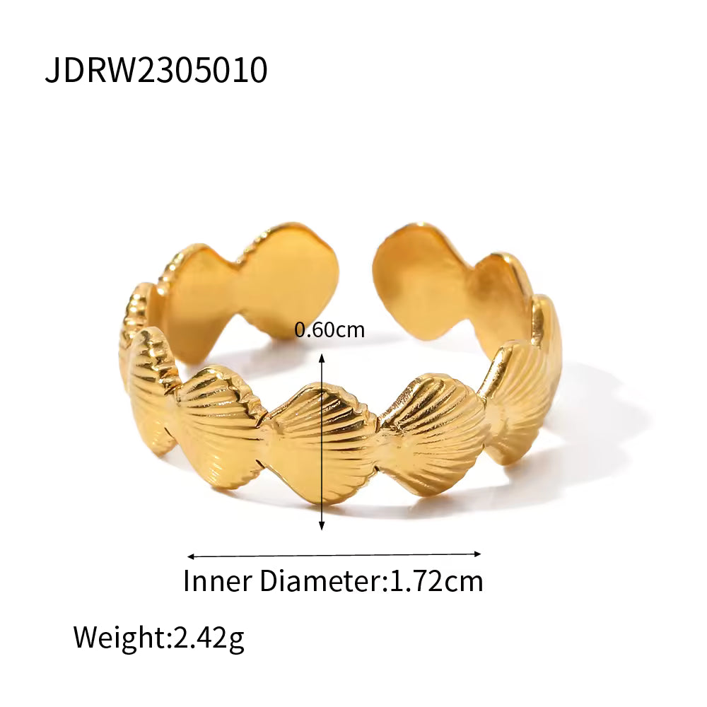 Shelley gold band ring of textured scallop shells, view 9