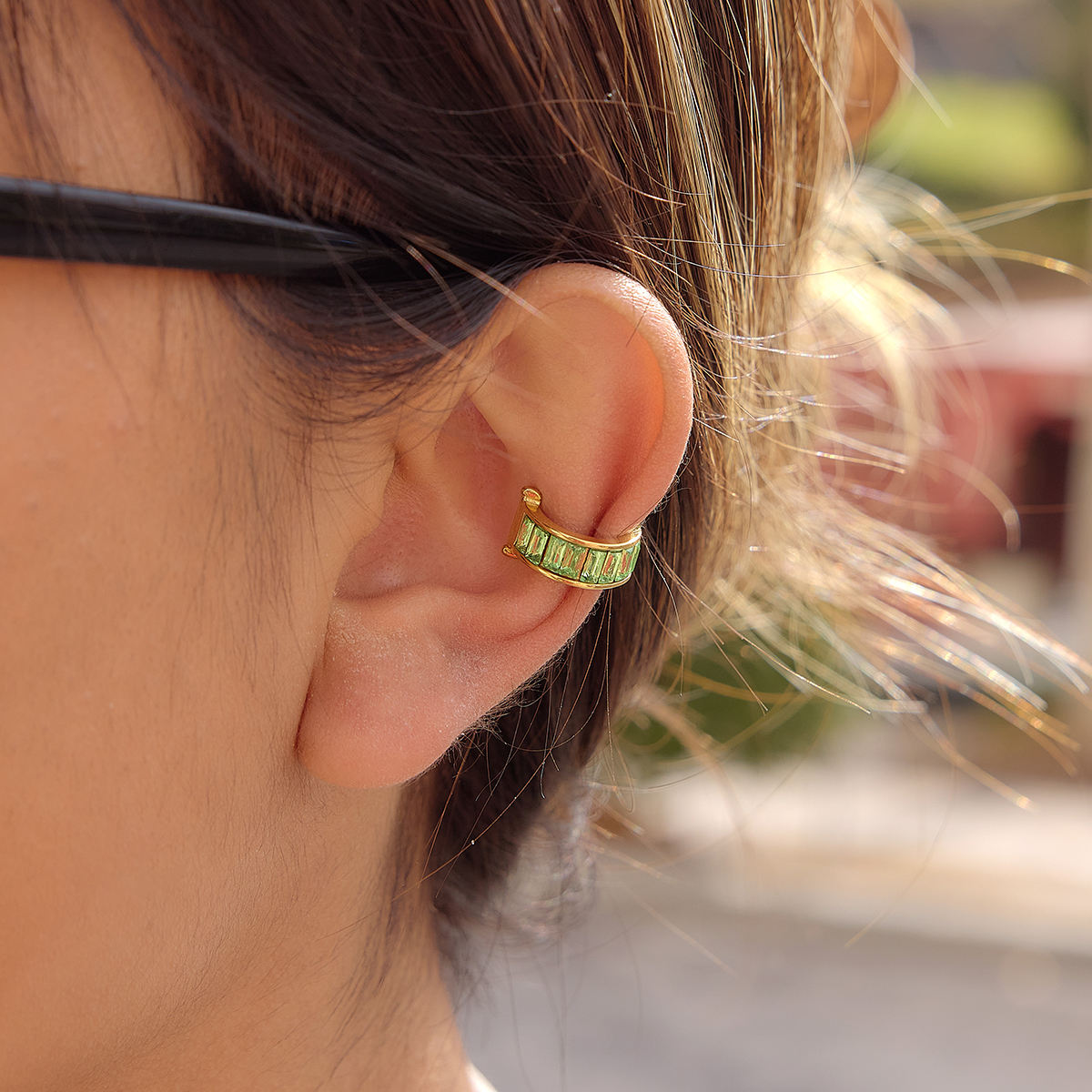 Emily Ear Cuff Earrings (Green)