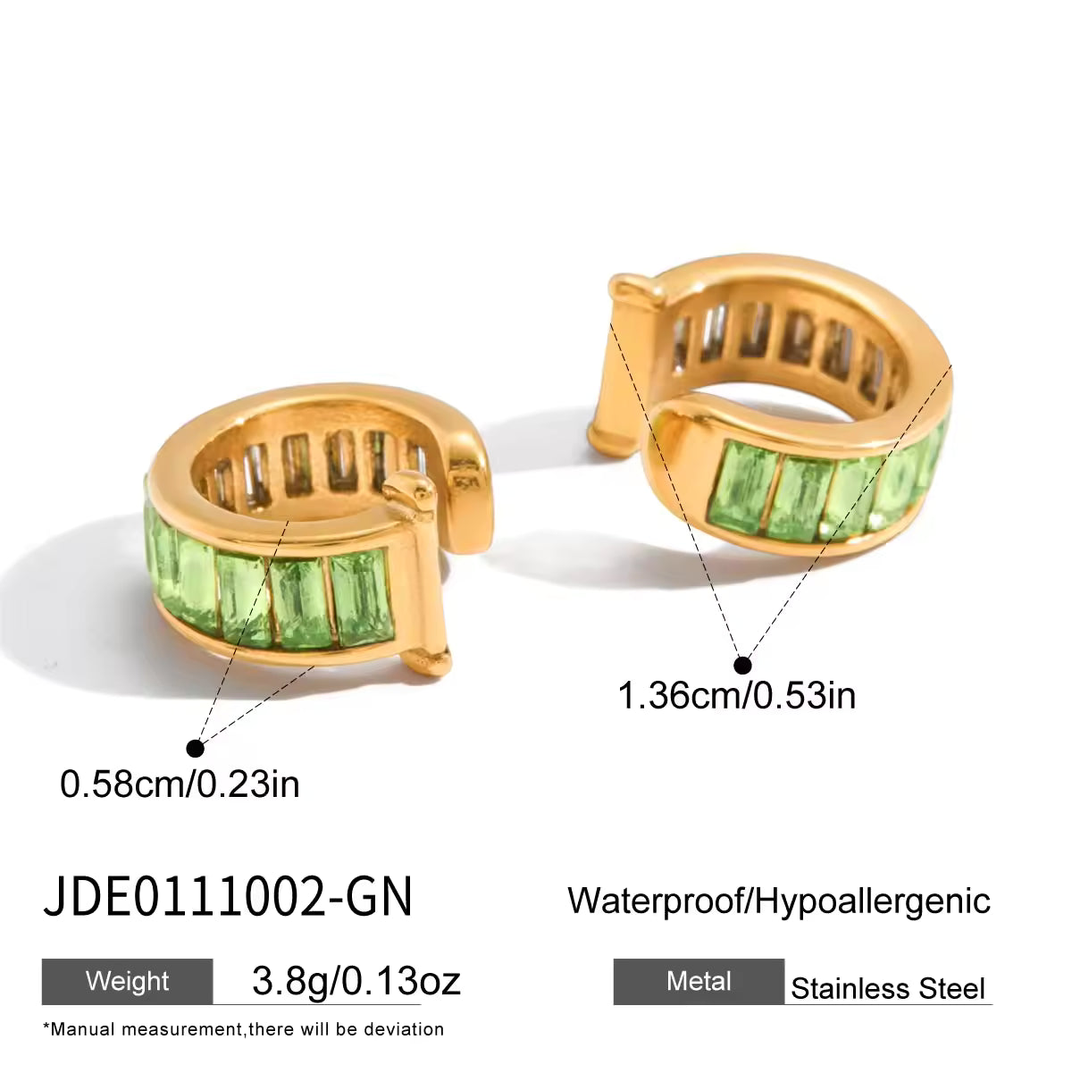 Emily Ear Cuff Earrings (Green)