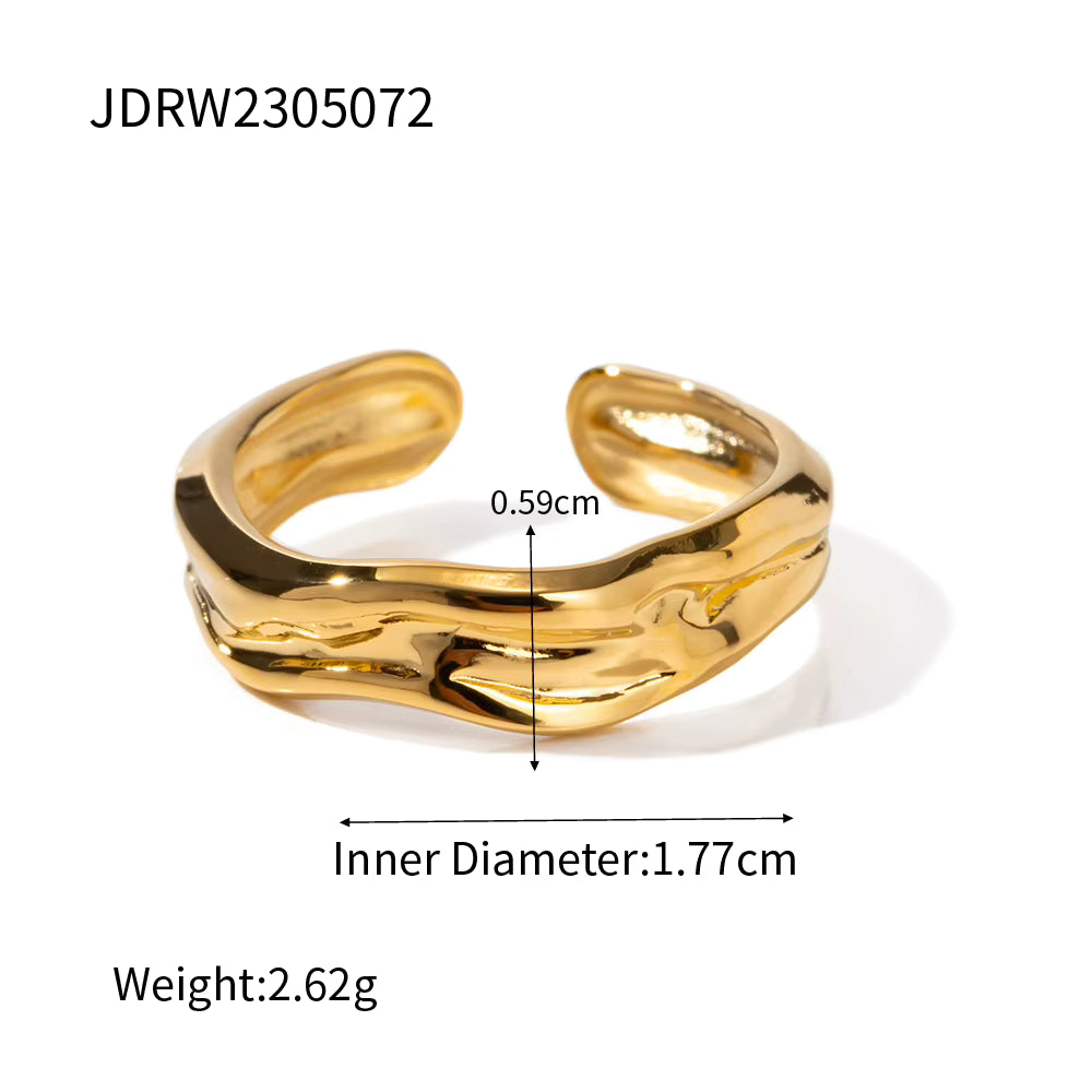 Octavia hammered textured gold band ring, view 5