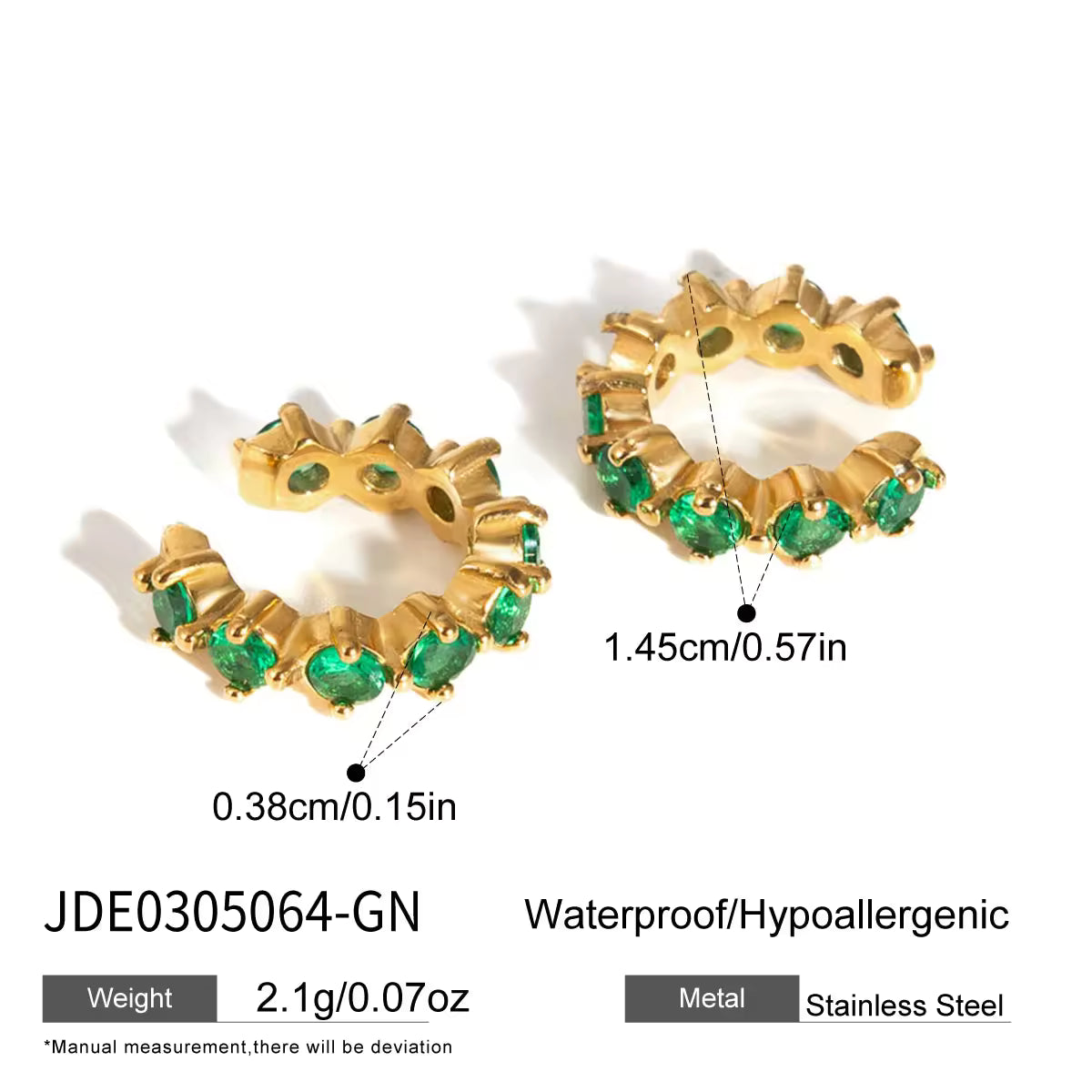 Nia Ear Cuff Earrings (Green)