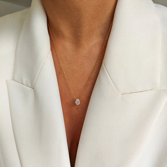 Nolan Pear Solitaire Necklace