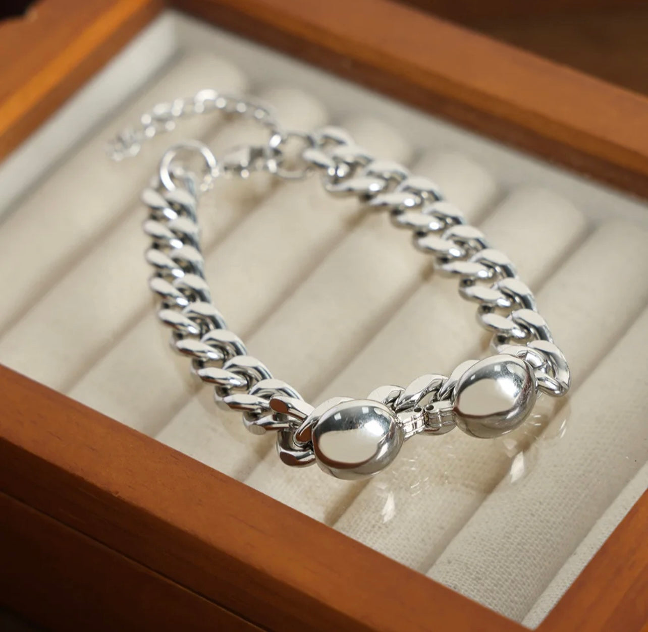 To the Moon Silver Figaro Bracelet for Men