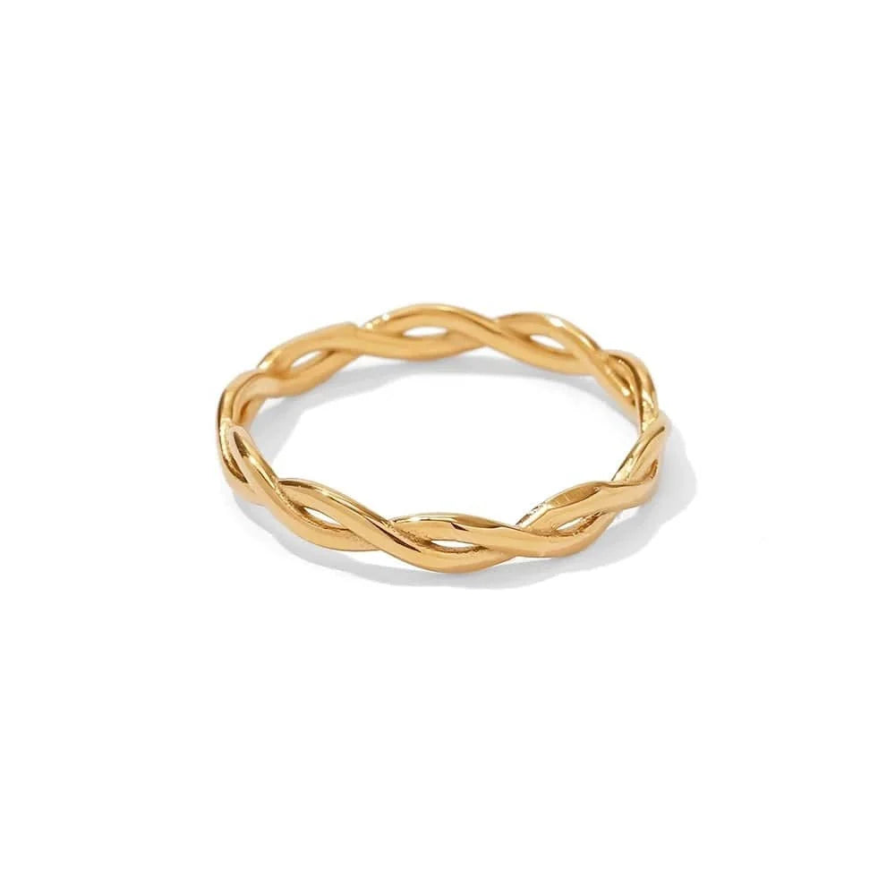 Bridget slim braided twist gold band ring