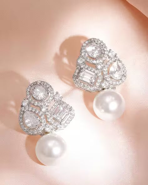 Alter Diamond Earrings with Pearl Drop