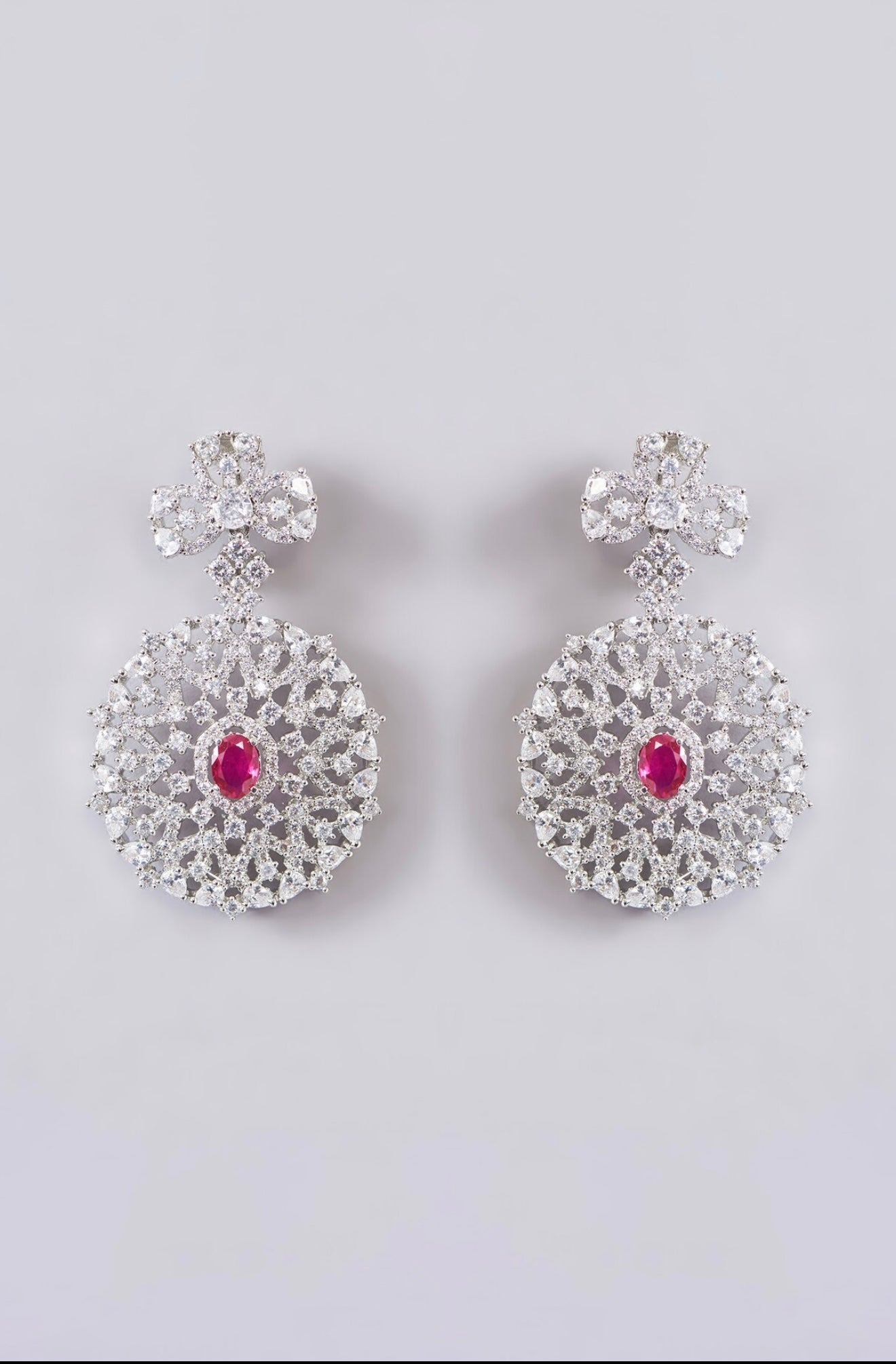 Invicta Diamond Choker Set with Earrings (Red)