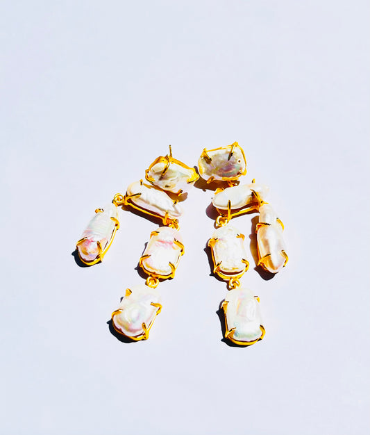 White Riches Baroque Pearl Earrings