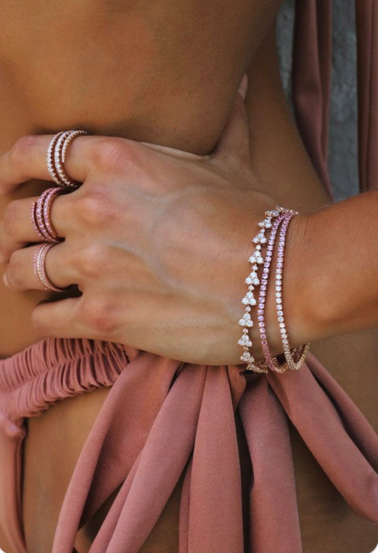 Adore Diamond Tennis Bracelet (Pink)