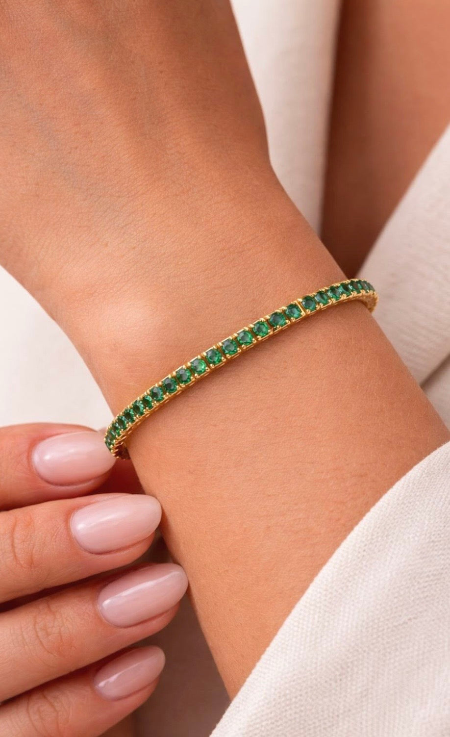 Alora Diamond Tennis Bracelet (Green)