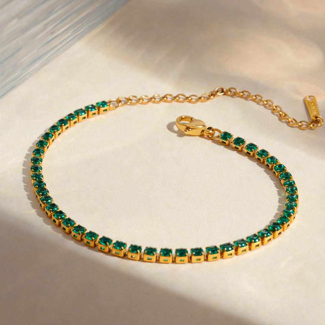 Alora Diamond Tennis Bracelet (Green)