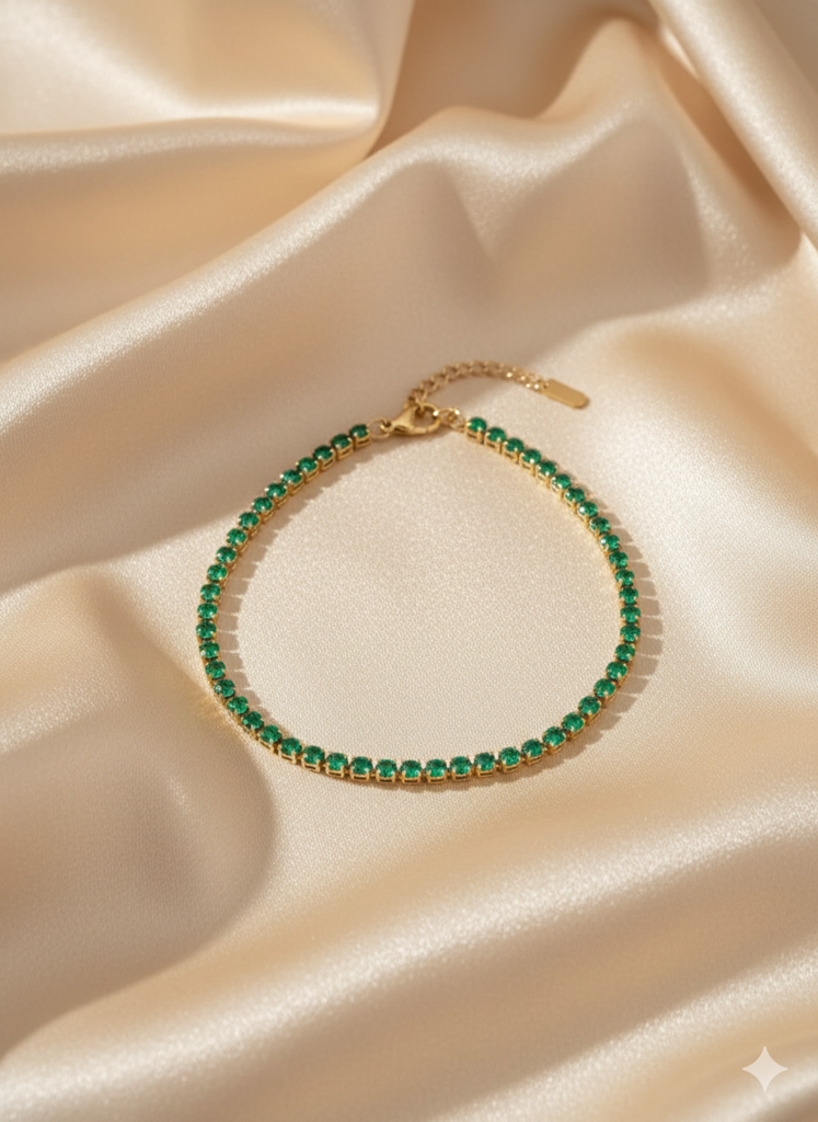 Alora Diamond Tennis Bracelet (Green)