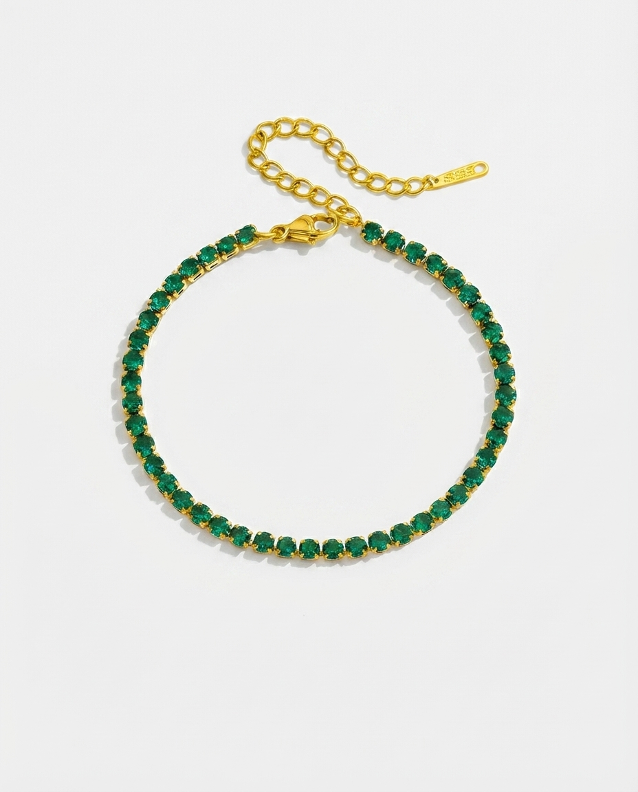 Alora Diamond Tennis Bracelet (Green)
