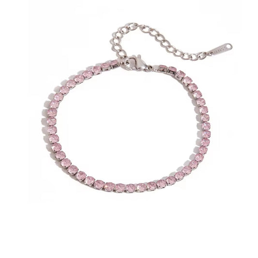 Adore Diamond Tennis Bracelet (Pink)
