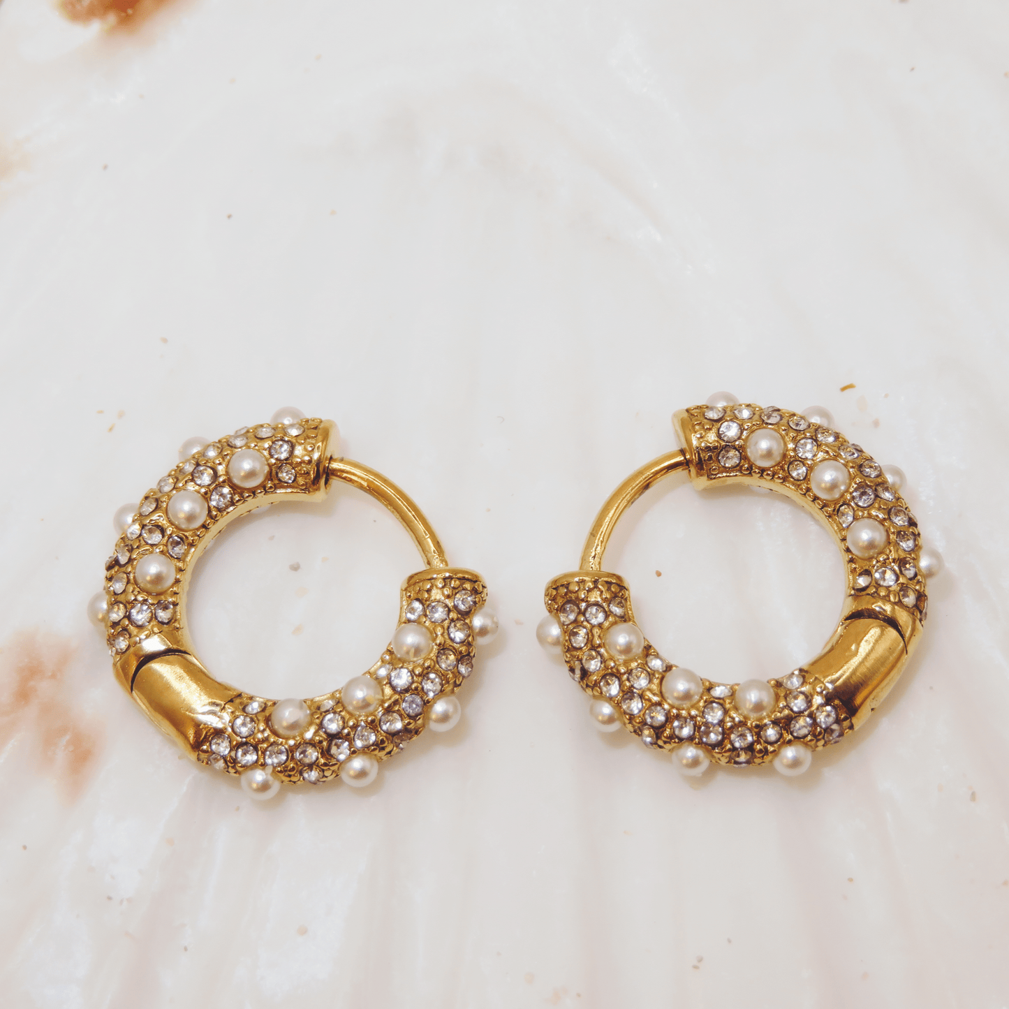 Charlotte Hoop Earrings (Pearl)