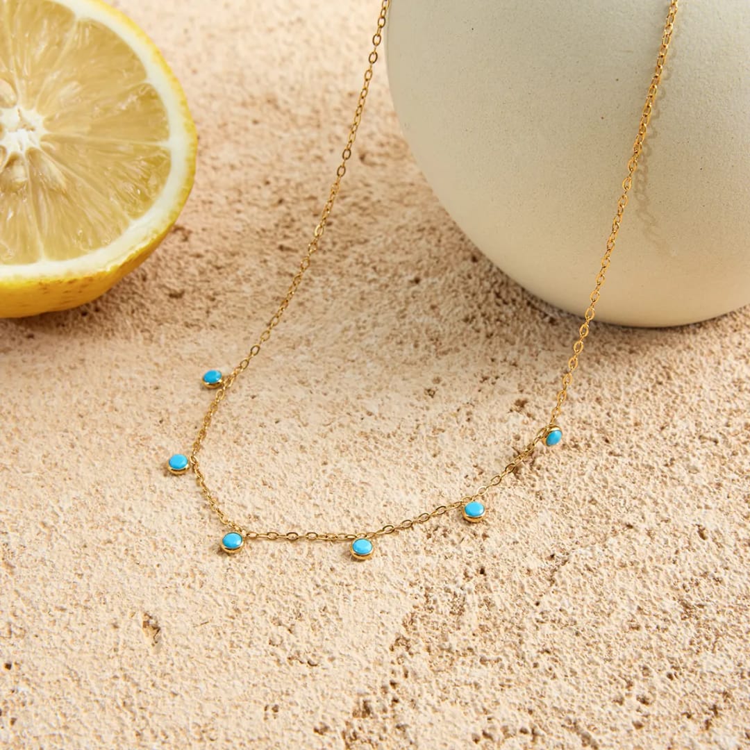 Dotted On Turquoise Necklace