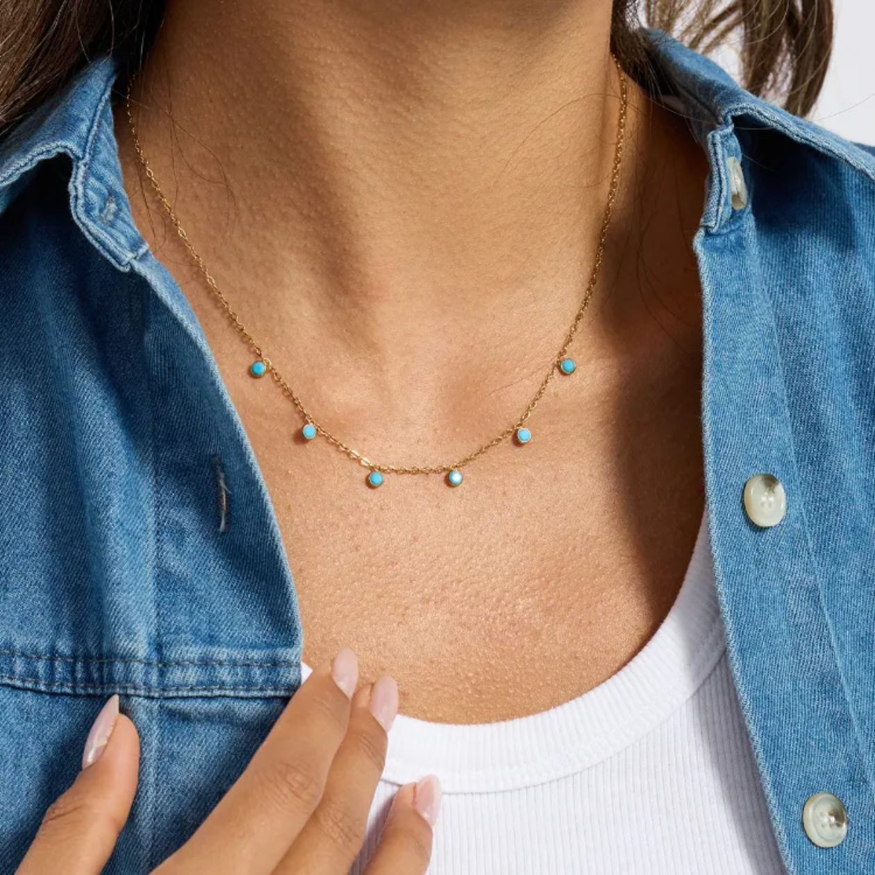 Dotted On Turquoise Necklace
