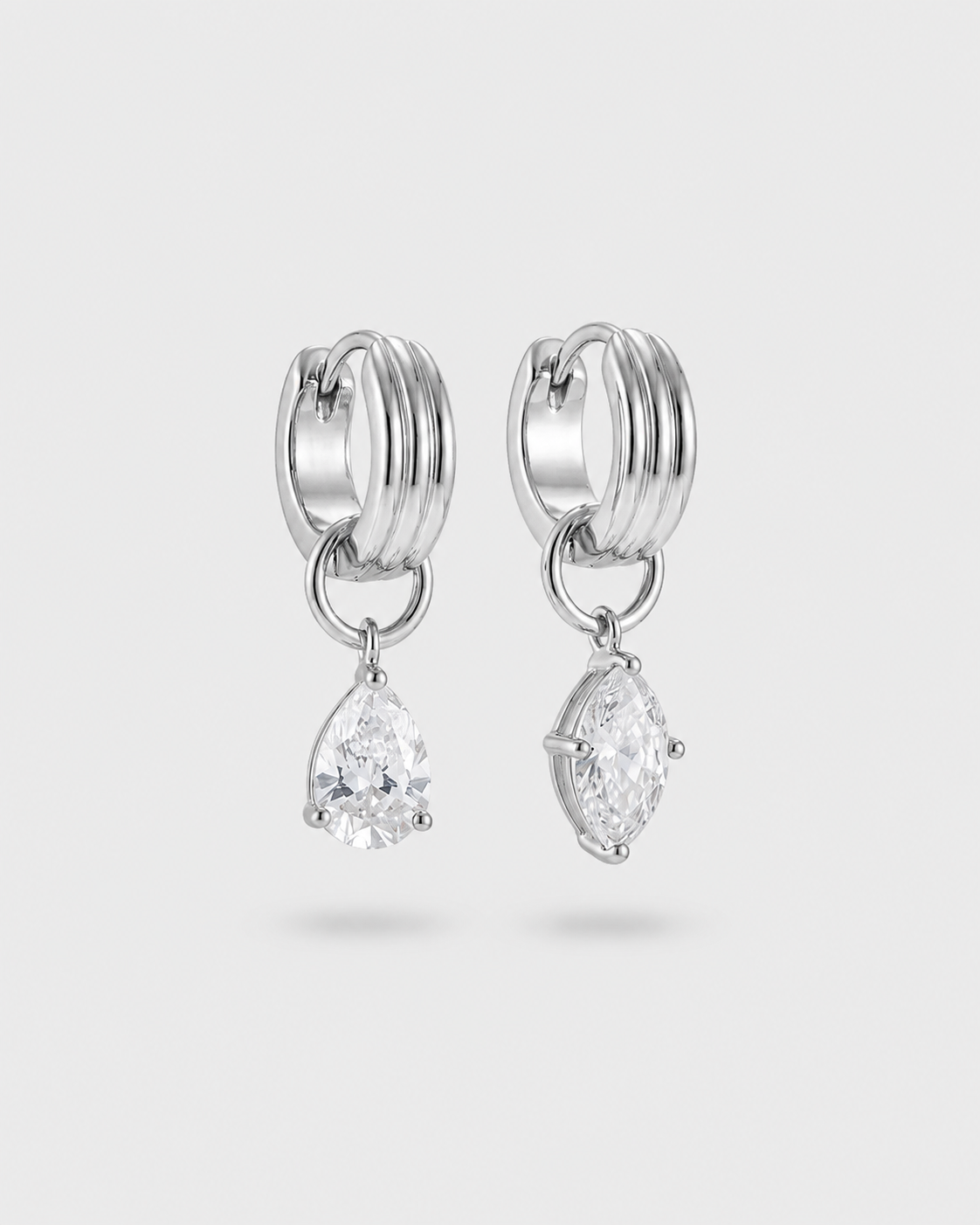 Odette Diamond Drop Earrings (Silver)