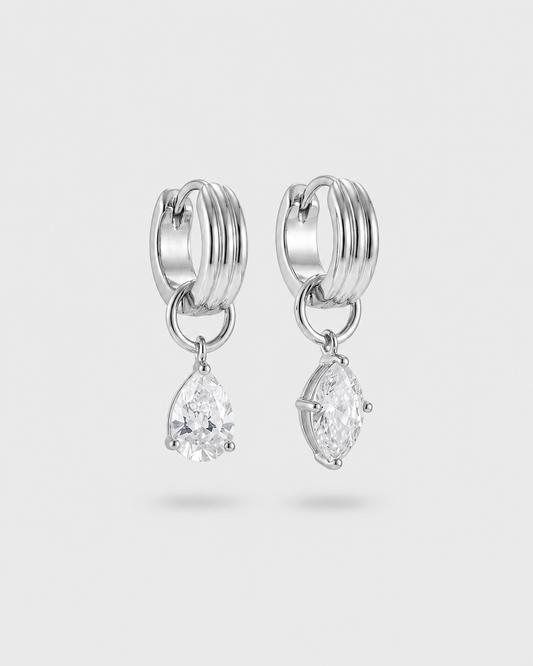 Odette Diamond Drop Earrings (Silver)