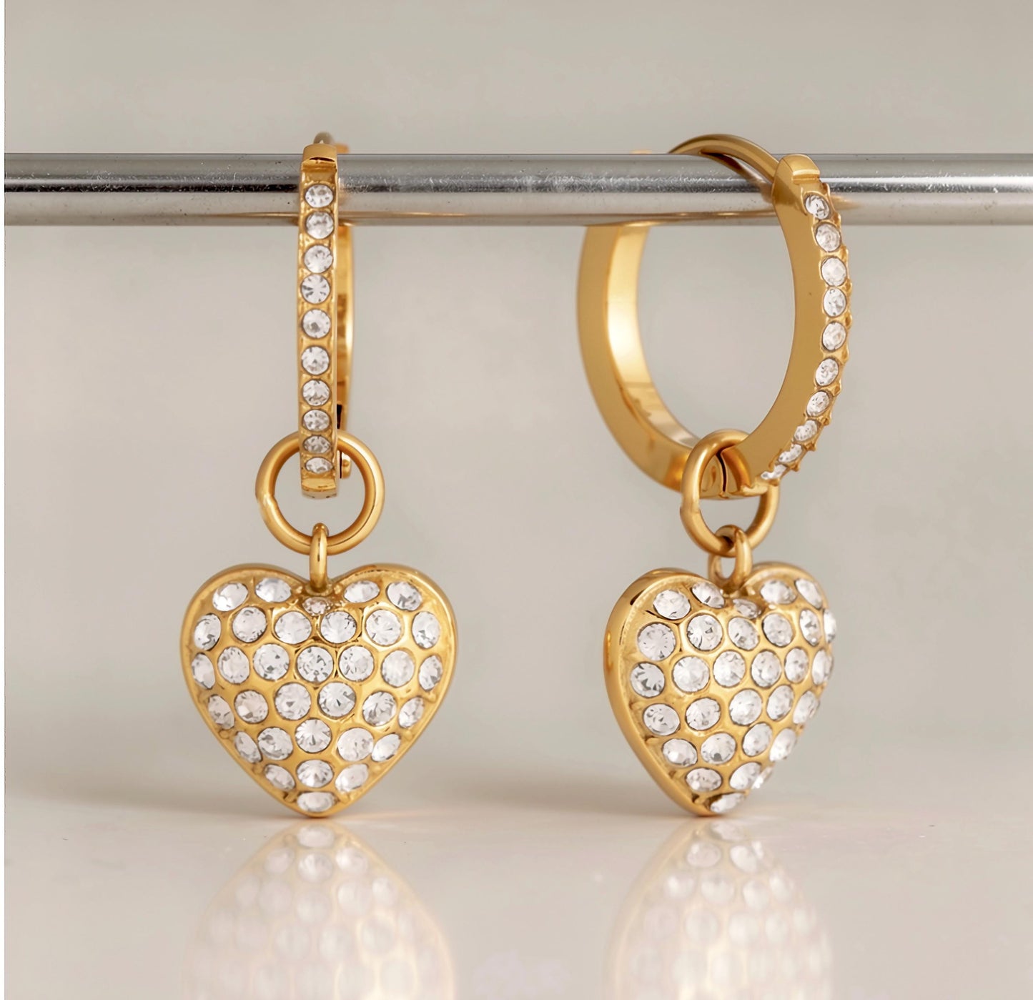 Kiara Studded Heart Huggie Earrings