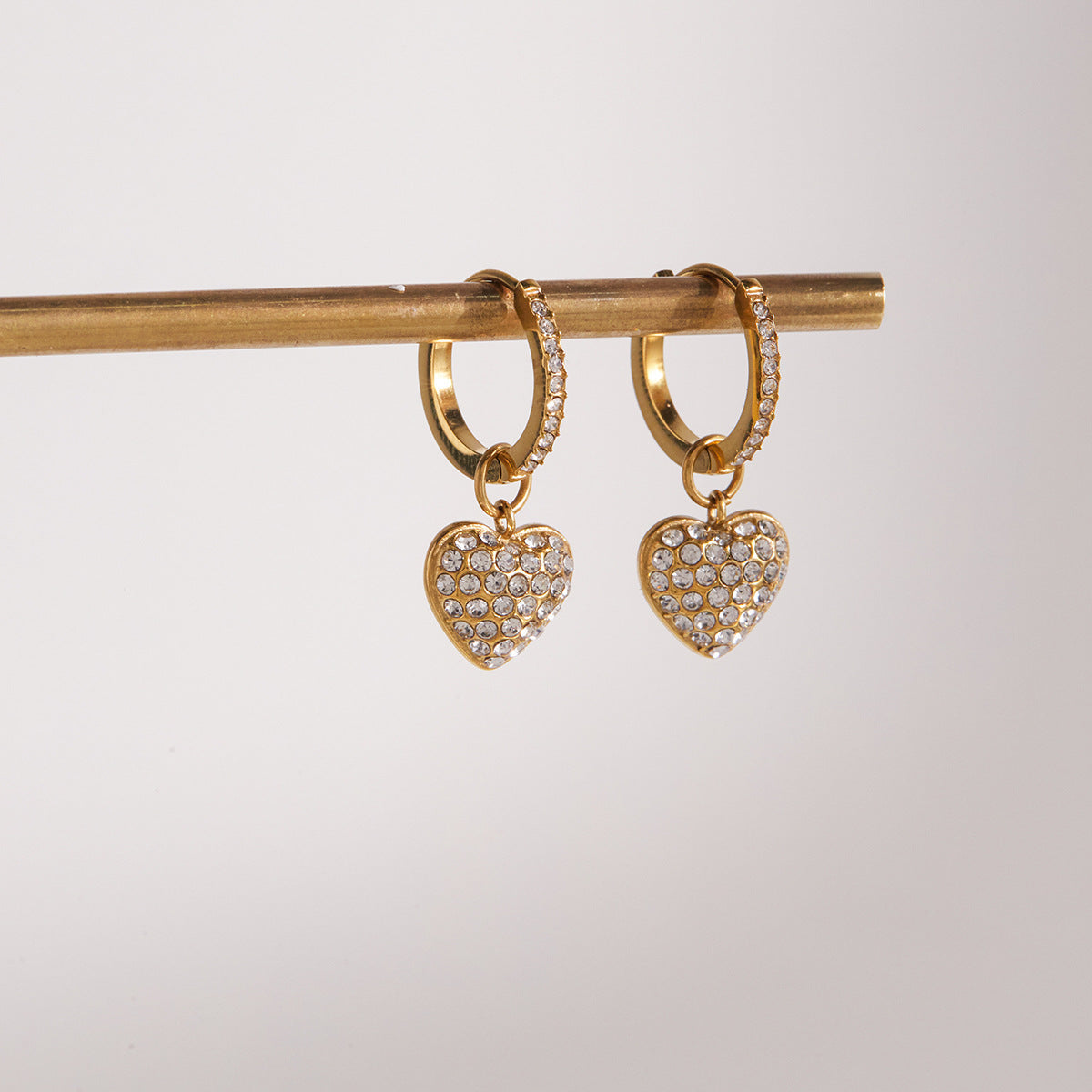Kiara Studded Heart Huggie Earrings