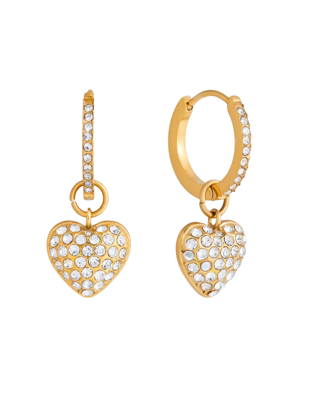 Kiara Studded Heart Huggie Earrings