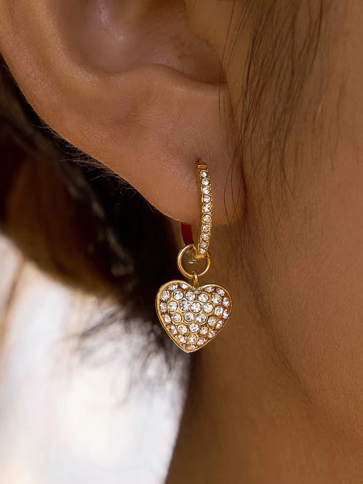 Kiara Studded Heart Huggie Earrings