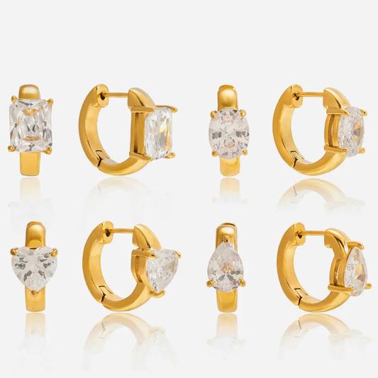 Facet Crystal Huggie Earrings