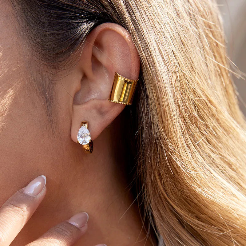 Facet Crystal Huggie Earrings