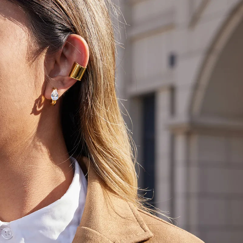 Facet Crystal Huggie Earrings