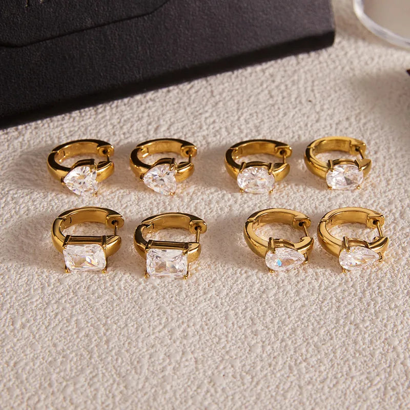 Facet Crystal Huggie Earrings