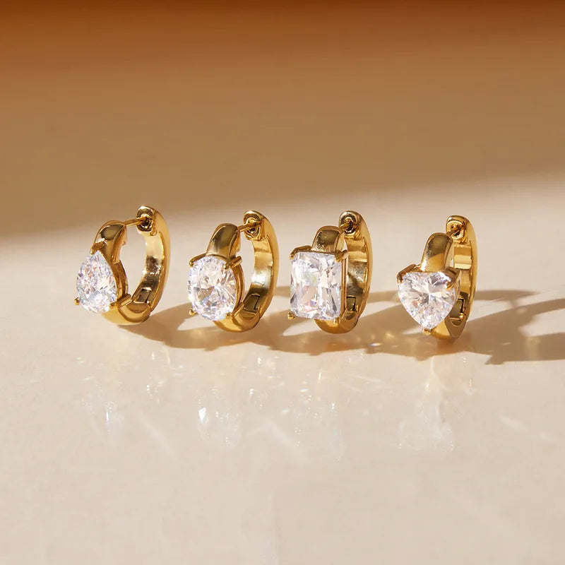 Facet Crystal Huggie Earrings