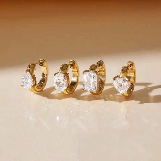 Facet Crystal Huggie Earrings