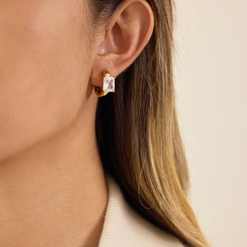 Facet Crystal Huggie Earrings