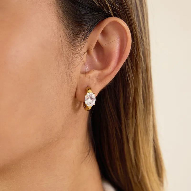 Facet Crystal Huggie Earrings