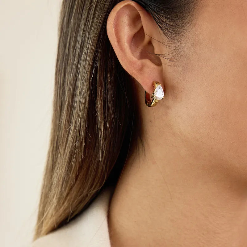 Facet Crystal Huggie Earrings