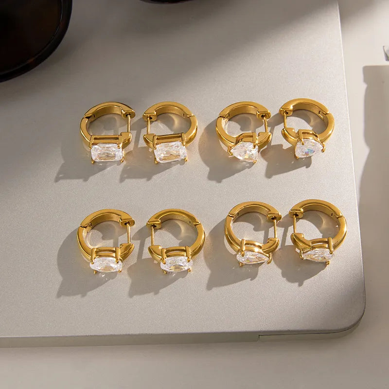 Facet Crystal Huggie Earrings