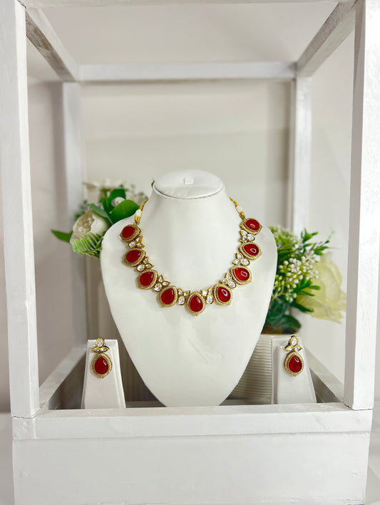 Magnate Polki Necklace Set with Earrings