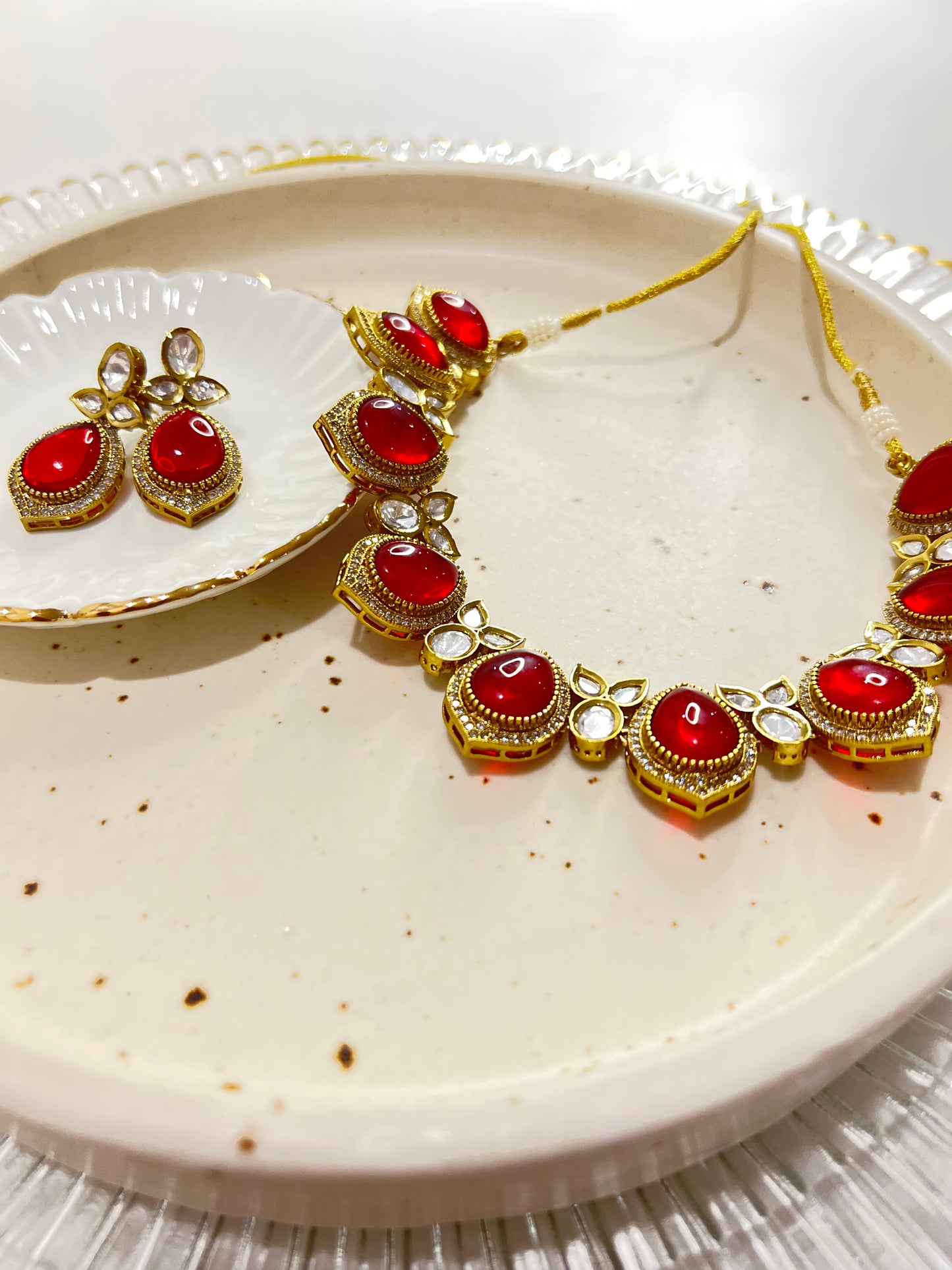 Magnate Polki Necklace Set with Earrings