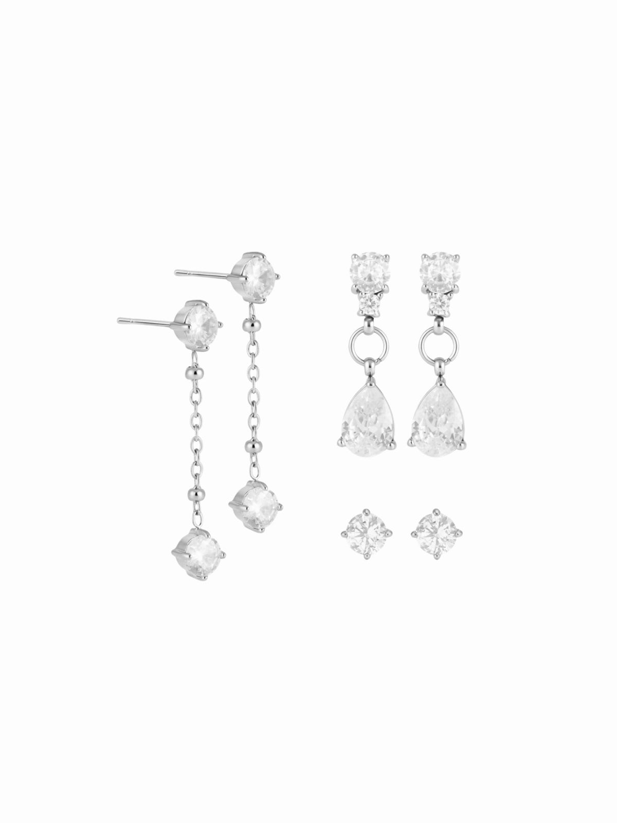 Josie Crystal Tassel Stud Set (Silver)