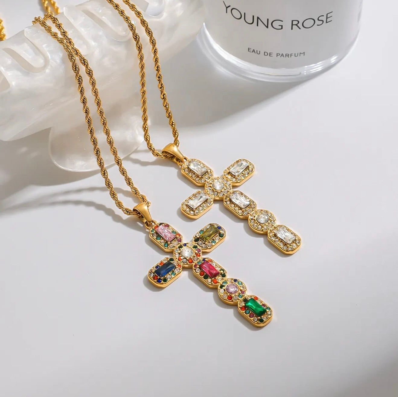 Divine Cross Necklace (Multicolour)
