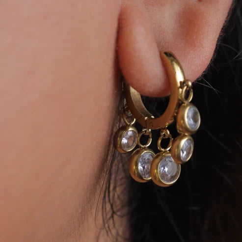 Lia Diamond Dangler Earrings (White)