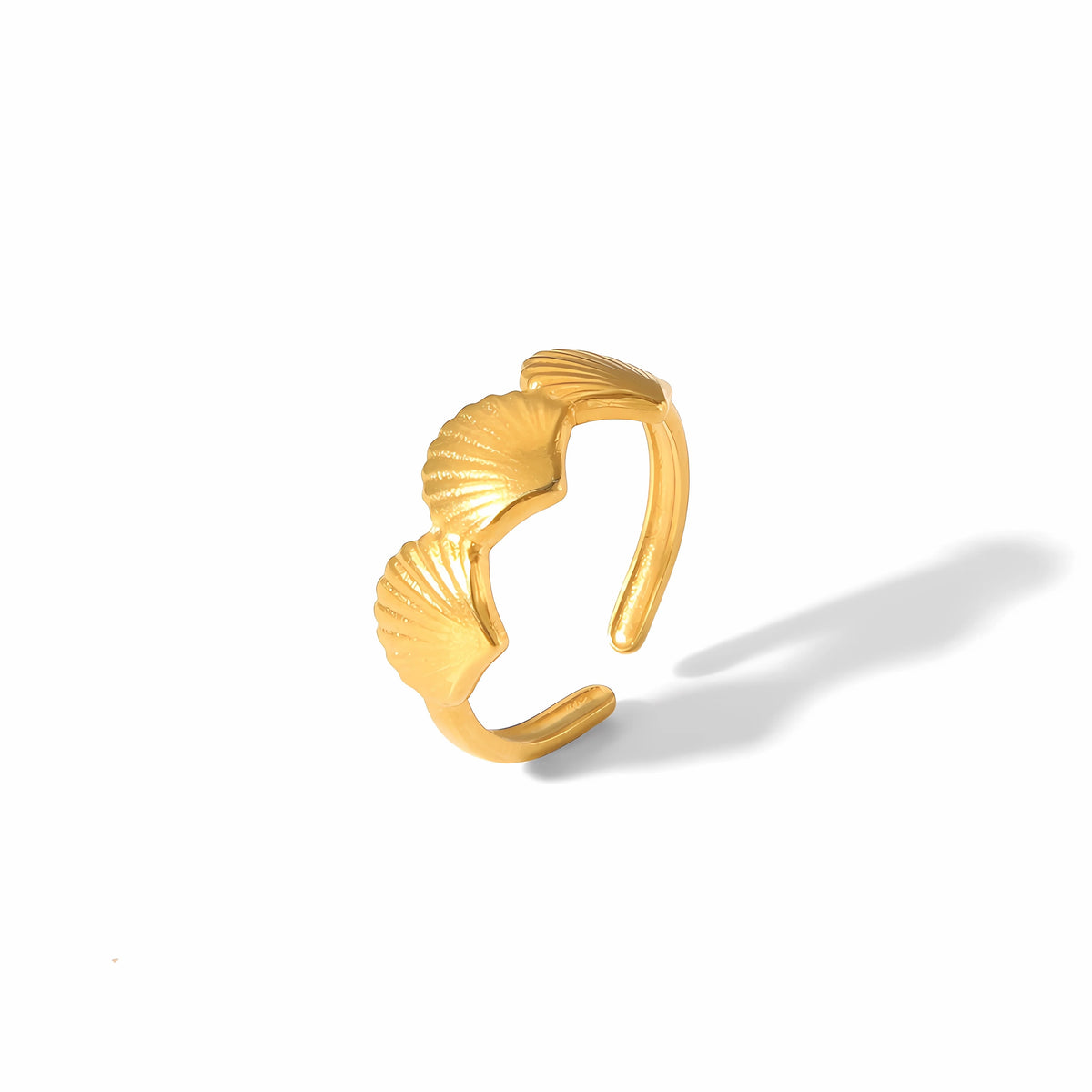 Shelley gold band ring of textured scallop shells, view 4